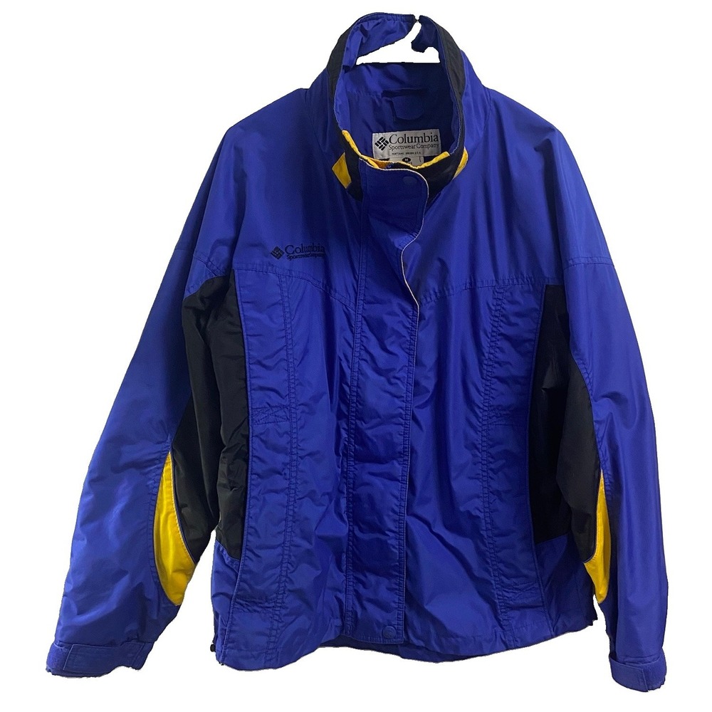 Columbia Women Vintage Bugaboo Windbreaker Ski Jacket Zip Pockets Blue&Yellow M